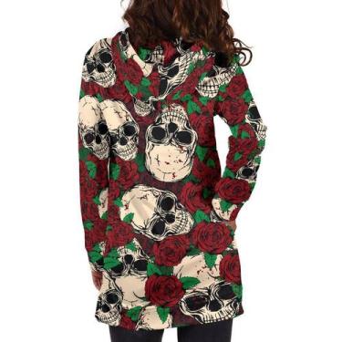 Imagem de Moletom feminino com capuz de manga comprida com capuz e bolso com est