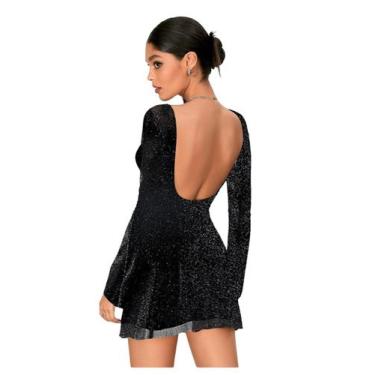 Imagem de Vestido WDIRARA Y2k com estampa de leopardo, malha, sino, manga compri