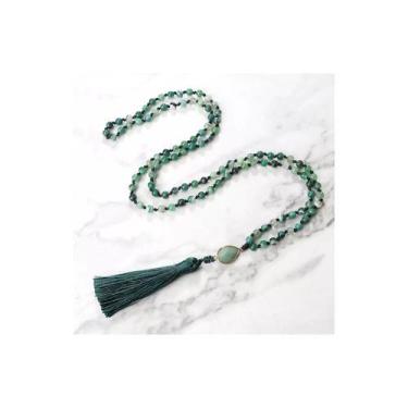 Imagem de Meditação de Oração Japa Mala, Ágata Verde, 108 Miçangas - Lightbek Of