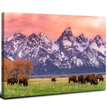 Imagem de Arte de parede Highland Cow Grand Teton National Park 50x75cm - sunfro