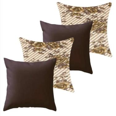 Imagem de Kit 4 Capa De Almofada 40X40 Malha Com Zíper Lisa Estampada - Ametista