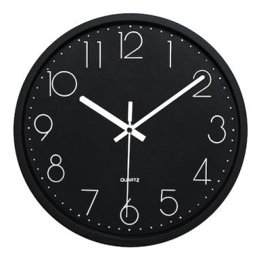 Imagem de Relógio de parede Plumeet 30cm operado por bateria Silent Black