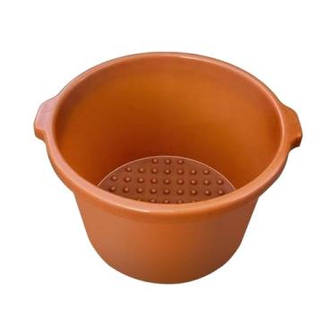 Imagem de oshhni Banheira de Hidromassagem para Pés, Banheira de Imersão com Massagem E Alça, Balde para Pés, Balde de Pesca para Acampamento, Limpeza E Viagem, castanho claro