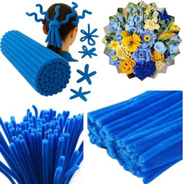 Imagem de Hastes de chenille flexível 30cm cabelo maluco limpador de cachimbo para artesanatos enfeites varias cores 100unidades