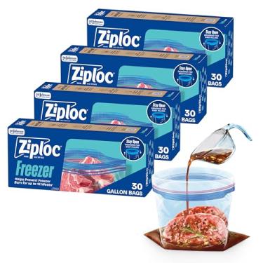Imagem de Ziploc Sacos de congelador para armazenamento de alimentos de galão, Stay Open com parte inferior em pé, fácil de encher, 30 unidades (pacote com 4)