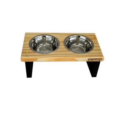 Imagem de Comedouro para Cães e gatos Roma Elevado e com potes de Inox P