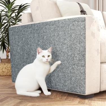 Imagem de Decotalk Tapete arranhador de parede para gatos, cinza claro, antiarranhões, móveis, sofá, 30 x 192 cm, protetor de canto para gatos em ambientes internos, cinza claro, poste arranhador para sofá