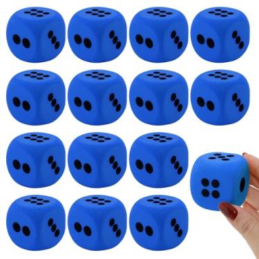 Imagem de 12 Pieces EVA Foam Dice 1.5 Inches Big Dice with Number Dots for Christmas Game Math Classroom Party Favors Bag Stuffers (Blue)