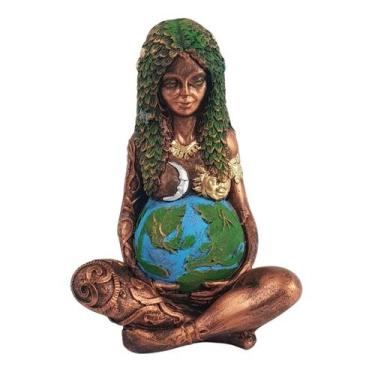Imagem de Estátua Gaia Mãe Terra Veste Folhas Flores Sol Lua 10593 - Mana Om By 