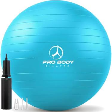 Imagem de ProBody Pilates Bola de exercício - Bola de equilíbrio de vários tamanhos para academia, treino, gravidez e fisioterapia, cadeira de bola de ioga de estabilidade (azul-petróleo, 55 cm)