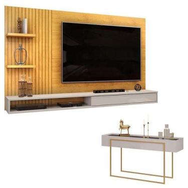 Imagem de Painel Para Tv Suspenso Bento Cedro Bali E Aparador Para Sala Petri Ba