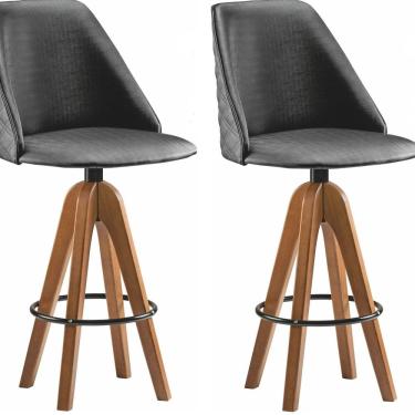 Imagem de Conjunto 2 Banquetas Tecido Único 2240 Bg Base 2 Colm Adhara Amêndoa/Preto