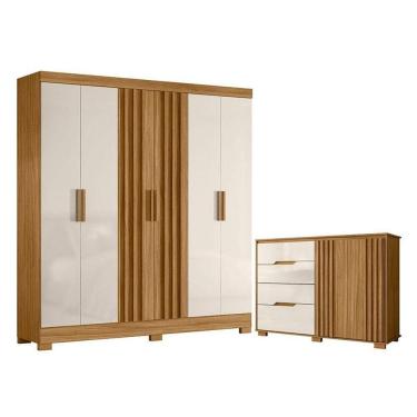 Imagem de Guarda Roupa Casal Valença E Cômoda Texas Freijó Off White - Moval