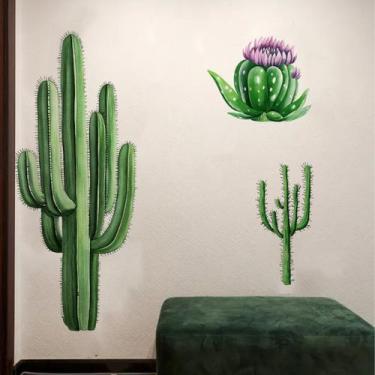 Imagem de Adesivos de parede Cactus PVC autoadesivos 30x90cm 2 folhas - yiweisai