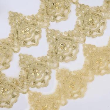 Imagem de PEARLY JUN 002-Ouro 5 jardas Veneza com acabamento em renda bordada em renda dourada bordado lantejoulas metálicas faça você mesmo para vestido Wewing decoração de bolo cortina saia vestido de noiva