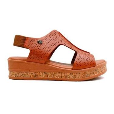 Imagem de Sandália em Couro Plataforma New Face 31801 Caramelo-Feminino