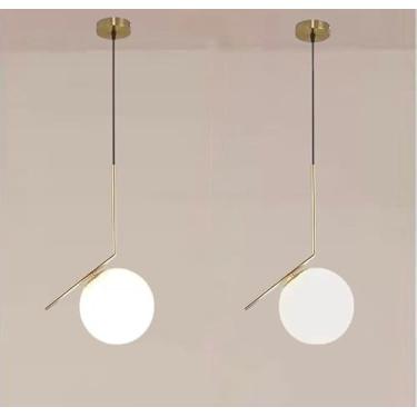 Imagem de Kit 2 Lustres Pendentes Jabuticaba, Globo 13cm em Vidro, Dourado, com Lâmpada G9 3000K Branco Quente