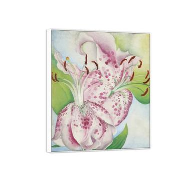 Imagem de BMZFYBS Georgia O'Keeffe famosa arte de parede impressões em tela pronto para pendurar - rosa manchado lírio 2-quadro branco pintura para decoração de sala de estar 50 x 60 cm 20 x 24 pol
