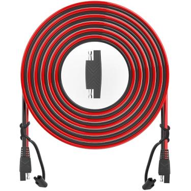 Imagem de OYMSAE Conector SAE de 1,8 m, cabo de extensão de painel solar, fio de desconexão rápida SAE para SAE para motocicleta automotiva, trailer, barco marítimo, 16 AWG, cabo de carregamento de bateria (1,6