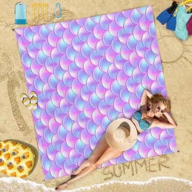 Imagem de Cobertor de praia 198 x 203 cm, adequado para 1 a 5 adultos, impermeável, à prova de areia, grande, leve, resistente a rasgos, tapete de piquenique grande para praia, viagem, acampamento, piquenique