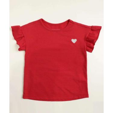 Imagem de Blusa Infantil Flocada Coração Marisa Tam 4 a 10-04782, Vermelho, 8