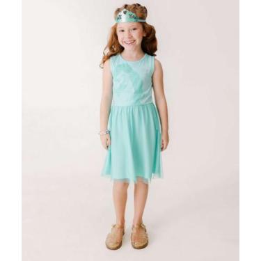 Imagem de Vestido Infantil Fantasia Tule Ariel Disney Tam 4 a 10-11008, Azul, 8