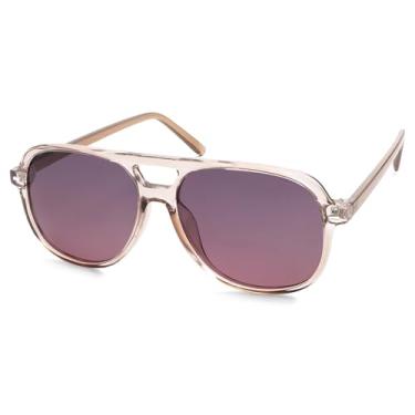 Imagem de Óculos de sol aviador retrô moderno polarizado feminino masculino anos 70 clássico vintage grande AR82278, Transparente/rosa