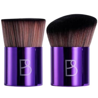 Imagem de BS-MALL Conjunto de pincéis de maquiagem 2 peças - Pincel Kabuki corporal e pincel autobronzeador para aplicação impecável na base - Pincéis de maquiagem profissionais, adequados para viagens e