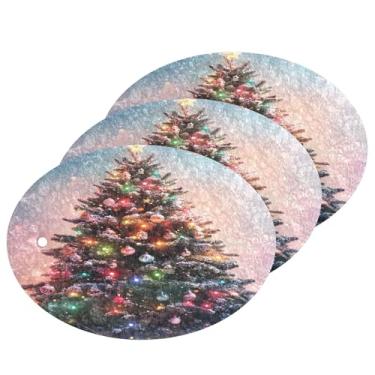 Imagem de Wassud Árvore de Natal com decorações esponja de polpa de madeira para pratos, pacote com 3 esponjas de cozinha para limpeza, esfregão resistente para panelas antiaderentes pia banheiro, suprimentos