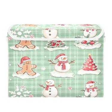 Imagem de CEBUGI Caixas de armazenamento com tampas, caixa de armazenamento de tecido dobrável, biscoitos de gengibre, organizadores de cubo para armário de casa prateleiras de quarto 40 x 30 x 39 cm