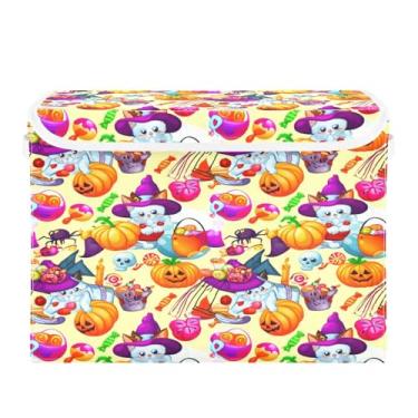 Imagem de STAYTOP Caixas de armazenamento para gatos de Ação de Graças com tampas e alça de transporte, caixas de armazenamento dobráveis organizadores de recipientes para casa, quarto, armário, escritório