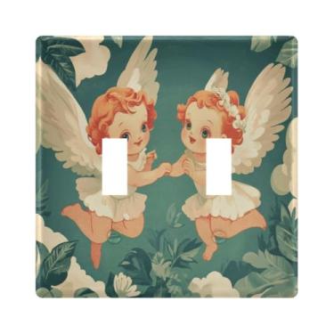 Imagem de Burbuja Valentine Cupids Heart Toggle Light Switch Wall Plate Cover, placa decorativa para parede, parafusos incluídos, 2 gangs