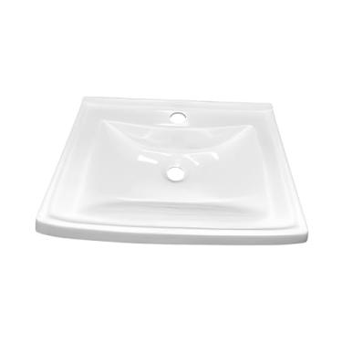 Imagem de Lavatório Pia de Banheiro 45x32 em Mármore Sintético Branco Cuba Compacta Moderna para Lavabo