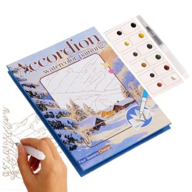 Imagem de Conjunto de aquarela, suprimentos dobráveis para colorir para desenho - Mini kit de aquarela, para artistas iniciantes, adultos, crianças, meninos, meninas, artesanato, diário, casa