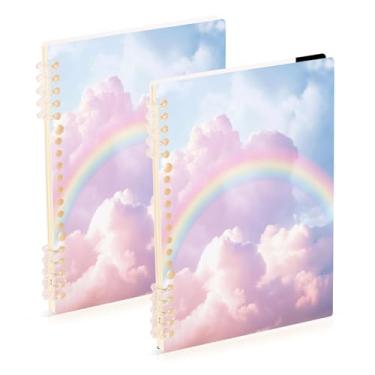 Imagem de Burbuja Cadernos com nome, papel pautado universitário A5 com 60 folhas, fichário para escritório, 2 unidades