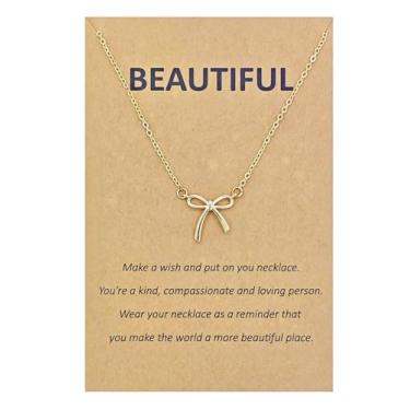 Imagem de Sucanra Colar de amizade, corrente com pingente de estrela do mar, onda e laço de praia, para BFF Sister, 18 inches, Latão, Sem Pedra Preciosa