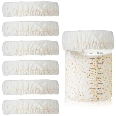 Imagem de Sibba Pano de cobertura de pote Sourdough, 6 peças, tampas de fermentação de lona de algodão reutilizáveis para potes de pedreiro, design elástico respirável, serve para recipientes de 8 a 10 cm, capa
