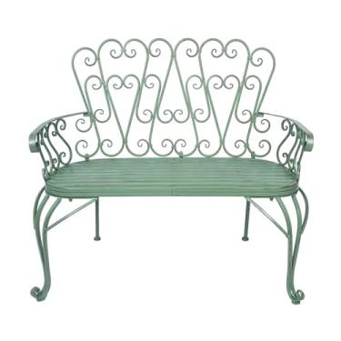 Imagem de NRNQMTFZ Banco de metal para jardim ao ar livre, cadeira de sofá para duas pessoas para parque, quintal, varanda frontal, gramado, cadeira de ferro fundido, resistente ao clima