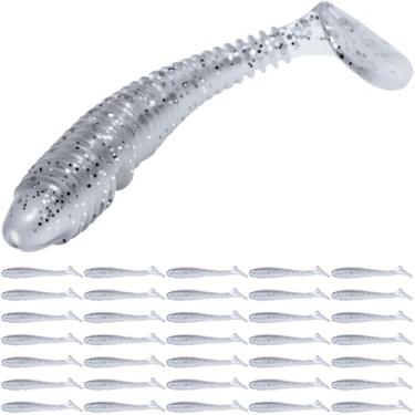 Imagem de Pristis 35 iscas de natação de cauda de remo, iscas macias de pesca de 7,6 cm para truta robalo, kit de natação de plástico durável para água salgada de água doce Texas Carolina Fitness Rig, American