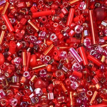 Imagem de 10 g de contas de vidro sortidas vermelhas mini contas de tubo de cornetim de vidro lampwork contas espaçadoras redondas soltas para pulseiras faça você mesmo, colar, brinco, joias, kits de achados