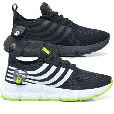 Imagem de Kit 2 Pares Tênis Academia New Saymon Masculino Feminino Confortável Corrida Fast Esportivo YyE-Unissex