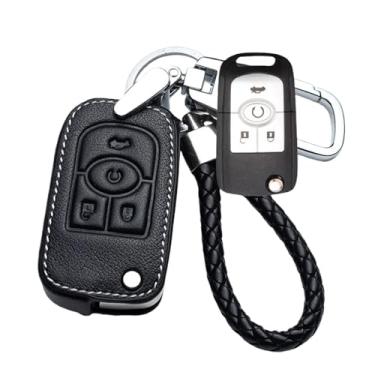 Imagem de Capa de couro para chave de carro compatível com Chevrolet Cruze Aveo Trax Opel Astra Corsa Meriva Zafira Antara J Mokka Insignia compatível com Buick(J-Black)