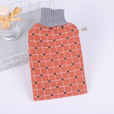 Imagem de Luva esfoliante laranja nas costas luva de banho limpeza profunda lavagem do corpo para banho diário cuidados com a pele confortáveis