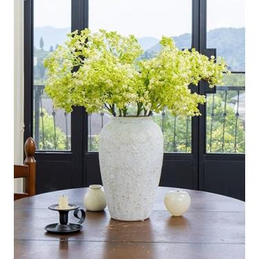 Imagem de 6 peças de flores artificiais de seda sintética verde de toque real para vaso - 61 cm, galhos falsos de Gypsophila com hastes para buquê faça você mesmo, arranjos de casamento, mesa de centro de mesa