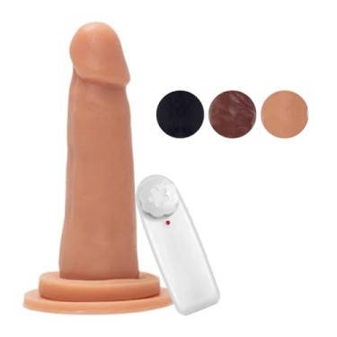 Imagem de Prótese Maciça Com Vibro E Ventosa 13 X 3,5Cm Brinquedo Intimo Realista Dildo Consolador VVN01 (CHOCOLATE)