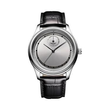 Imagem de Relógio De Pulso Masculino De Couro Preto À Prova d'Água Com Movimento