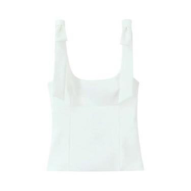 Imagem de Top Elegante Com Alças Para Mulheres, Verão, Estilo Casual, Decote Qua