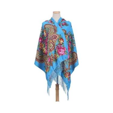 Imagem de Xale Pashmina Feminino De Inverno 2024, Lenço Designer Estampado Flora