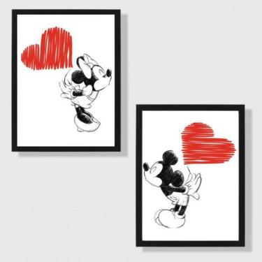 Imagem de Kit 2 Quadros Casal Mickey E Minnie 24X18Cm
