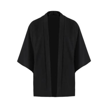 Imagem de Camisa Kimono Haori Samurai Preto Estilo Japonês Para Cosplay Feminino